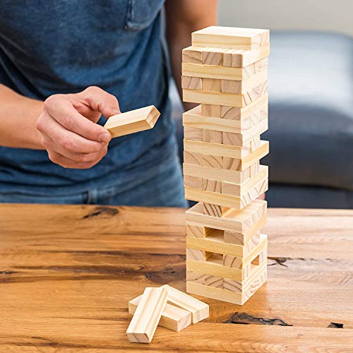 Juego tradicional de bloques de torre de madera, diversión familiar para niños y adultos, juego clásico de apilamiento para niños que promueve la velocidad, la reacción y las tácticas (bloques de