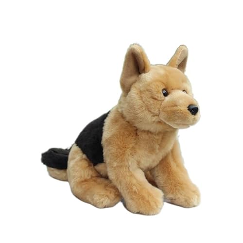 Juguete de Peluche de Perro Lobo simulado, Pastor alemán, Espalda Negra, Cachorro, muñeco de Peluche, Regalo de compañía Suave y Bonito, decoración del hogar (Color : Brass, Size : 29cm)