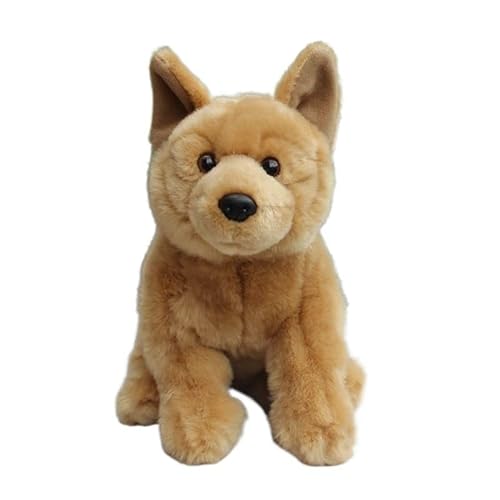 Juguete de Peluche de Perro Lobo simulado, Pastor alemán, Espalda Negra, Cachorro, muñeco de Peluche, Regalo de compañía Suave y Bonito, decoración del hogar (Color : Brass, Size : 29cm)