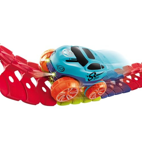 Juguete de pista de carreras, pista de coche luminosa para niños, montaña rusa de pista de goma suave, juego de pista de coche A-Track, juego de pista de coche de carreras flexible intercambiable, jue