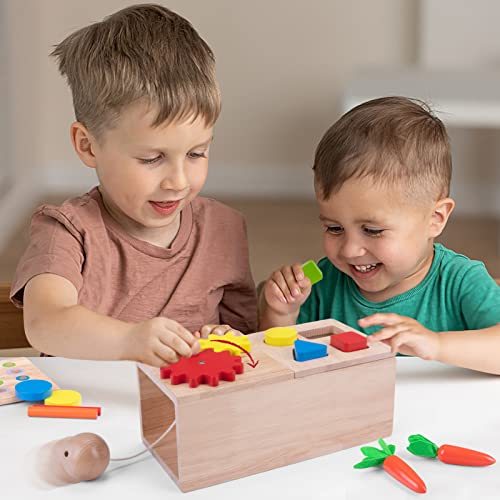 Juguete Montessori 1 2 3 años, 6 En 1 Juegos Educativos de Madera para Bebés Niños Niñas 10 Meses+, Cubo de Actividades de Mesa, Juegos Clasificación, Regalo Original Bebe 1 Año de Cumpleaños Navidad