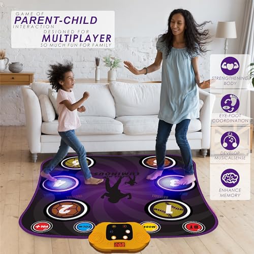 Juguetes de Almohadilla de Baile para Niños de 3 a 12 Años, Almohadilla de Baile Electrónica con 6 Botones y Bluetooth Inalámbrico, Almohadilla de Juego de Baile Musical con 5 Modos de Juego