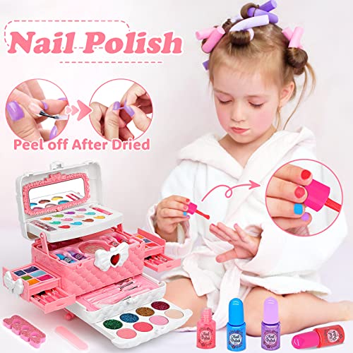 Juguetes de Maquillaje para Niñas - 55 Pcs Lavable de Maquillaje para Niños Juguetes, Regalo de Princesa para Niñas, Cumpleaños y Navidad de para Niñas 3 4 5 6 7 8 9 10 Años