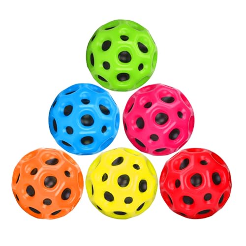 JurciCat 6 PCS Pelota Goma Espuma Moon Ball Elasticidad ultraelevada Pelota saltarina Easy To Grip and Catcher Pelota saltarina niños