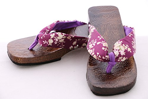 Kawaii-Story Calcetines K-G-08 morados Geta Japón de madera para kimono Yukata Flip-flop