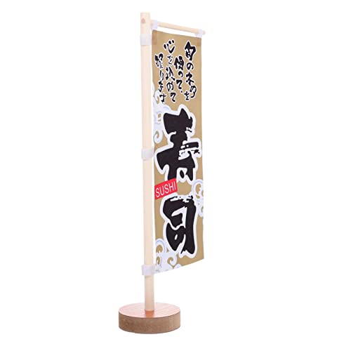 KICHOUSE Mini Corredor De Mesa Japonés Empavesado De Bandera Para Escritorio Mini Bandera De Sushi Banderas Japonesas De Sushi Bandera De Izakaya Estilo Japones Madera Palillo De