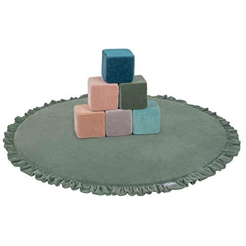 KiddyMoon Alfombra De Juego De Espuma Para Niños Montessori Juguete Colchoneta Suave Para Bebés Tapete De Juego Esterilla Bebé Estera De Rastreo, Fabricado En UE, XL ⌀105Cm, Verde Del Bosque