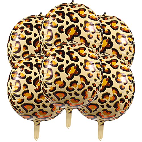 KINBOM 6 Piezas 56 cm Globos Leopardo Globos Guepardo 4D Foil Animal Globo para Zoo Jungle Kindergarten Cumpleaños Animal tema Fiesta Decoración Suministros