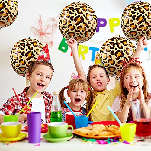 KINBOM 6 Piezas 56 cm Globos Leopardo Globos Guepardo 4D Foil Animal Globo para Zoo Jungle Kindergarten Cumpleaños Animal tema Fiesta Decoración Suministros