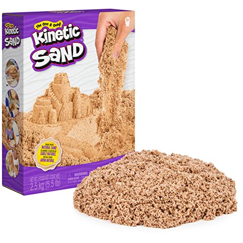 Kinetic Sand 2,5 kg. Arena cinética mágica original de Suecia, color marrón natural, conocida en jardines de infancia, ideal para juegos creativos en interiores, para niños a partir de 3 años