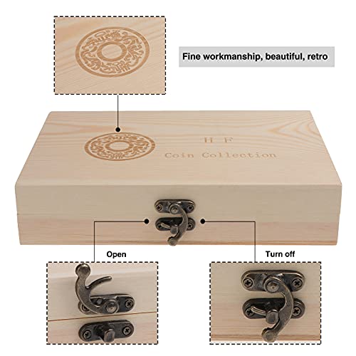 Kinsinder 50 cápsulas de monedas, caja de colección de monedas de madera para coleccionistas de monedas de 18 mm/20 mm/23 mm/25 mm/27 mm/30 mm