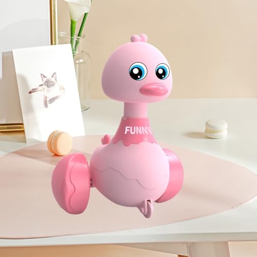 kiskick Boys Girls Toy Cute Cartoon Duck Inertia Car Press-to-go Mini Racing for Baby Push Slide Plastic Vehicle Gift Pink