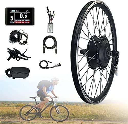 Kit de conversión de bicicleta eléctrica de 36V/48V 350W/500W, kit de conversión de motor de bicicleta eléctrica de rueda delantera, controlador de modo dual E-bike Cycling Hub, kit de conversión de b