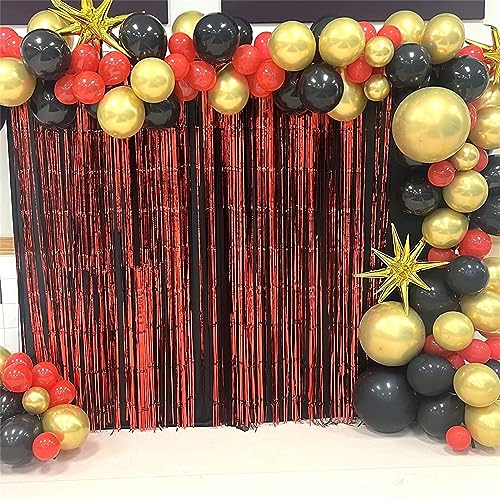 Kit de guirnalda de arco de globos temáticos de casino, 104 piezas de guirnalda de globos de látex metálico rojo, negro y dorado con corona de dados Starburst para mujeres y hombres, decoración de