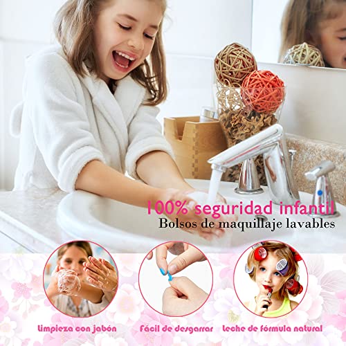 Kit de Maquillaje para Niño - 57 PCS Lavable de Maquillaje para Niñas,Juego de Maquillaje y No Tóxico,Regalo de Princesa para Niñas,Cumpleaños para Niñas Mayores de 4 5 6 7 8+ Años (Rosa)