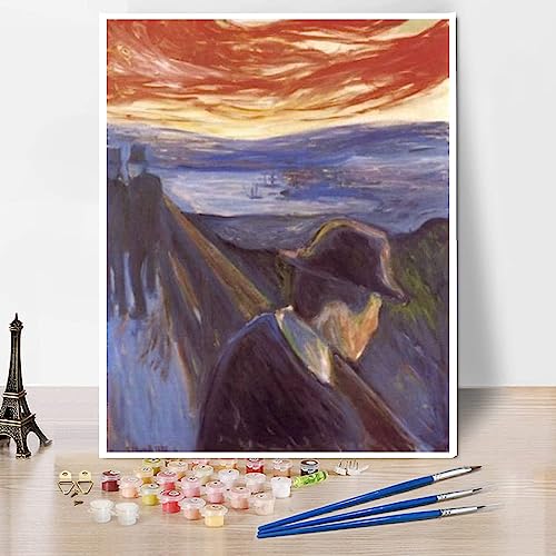 Kit de pintura por números para adultos, pintura de desesperación por Edvard Munch Kit de pintura por números para niños y adultos