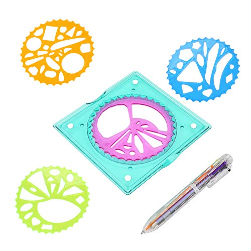 Kit de Regla de Dibujo de Engranaje de Creatividad, Herramienta de Pintura Espiral de Regla geométrica Diseño de artesanía Juguete Educativo Suministros de papelería para niños