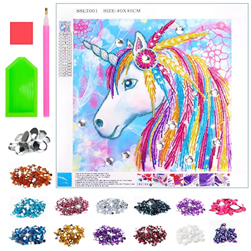 Kit Manualidades para Niñas Infantiles 7 8 9 10 Años, Juegos Regalos para Niñas Niños 6-8-10-12 Años Kit Pinturas de Diamantes de Unicornio por Números Adultos Niños Diamond Painting By Numbers