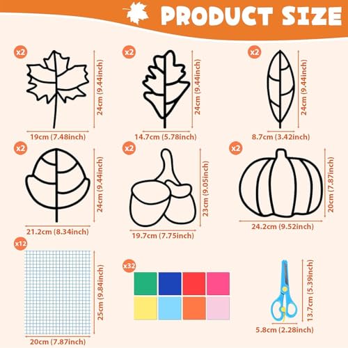 Kits de Decoración Otoño Invierno, 12 PCS Juego de Manualidades Niños Pegatina DIY Juguetes Educativos Pared Artes Manualidades Otoño e Invierno Para Otoño decoraciones Acción dGracias y Halloween