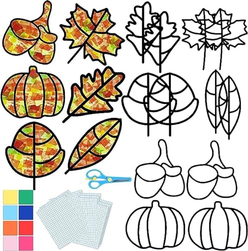 Kits de Decoración Otoño Invierno, 12 PCS Juego de Manualidades Niños Pegatina DIY Juguetes Educativos Pared Artes Manualidades Otoño e Invierno Para Otoño decoraciones Acción dGracias y Halloween