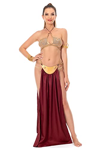 KoleGoe Leia - Disfraz de esclavo para mujer, disfraz de Leia, disfraz de princesa Leia, disfraz de Halloween y cosplay