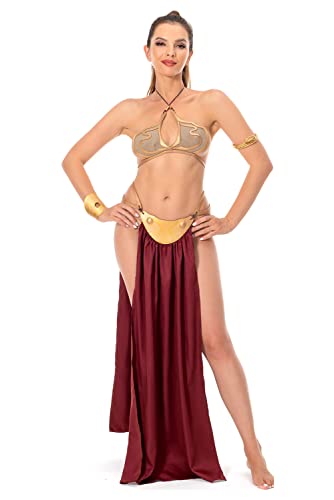 KoleGoe Leia - Disfraz de esclavo para mujer, disfraz de Leia, disfraz de princesa Leia, disfraz de Halloween y cosplay