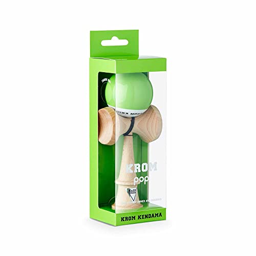 KROM Kendama Original de madera para principiantes y avanzados – Pop Lol verde lima – Juego de habilidad para exteriores e interiores – Juguete de madera con cuerda y pelota