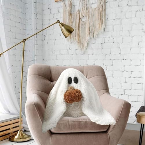 KSKE Linda Almohada de Felpa fantasmal de Halloween para decoración del hogar y Juguete Suave y exprimible para niños y Adultos