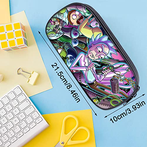 Ksopsdey ALHX Estuche para Lápices Rick and Morty School, Estuche para Lápices Gran Capacidad, Portalápices Portátil para la Escuela, Papelería Estudiantes Estilo Anime para Adolescentes