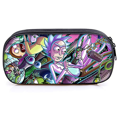 Ksopsdey ALHX Estuche para Lápices Rick and Morty School, Estuche para Lápices Gran Capacidad, Portalápices Portátil para la Escuela, Papelería Estudiantes Estilo Anime para Adolescentes