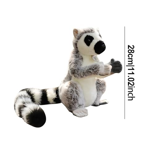 Kuyatioo Animal de Peluche Suave y tierno,Peluches de lémur de simulación | Regalo Suave y cómodo para compañeros de Juego, compañeros de Escritorio, muñeco guardián, Juguetes de Peluche, Regalos