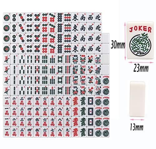 LANYOTA American Mahjong - Juego de 166 azulejos blancos, 4 estantes Mah Jong/empujadores, monedas de puntuación Mahjong, juego de Mah Jongg occidental con bolsa suave, una guía para principiantes del