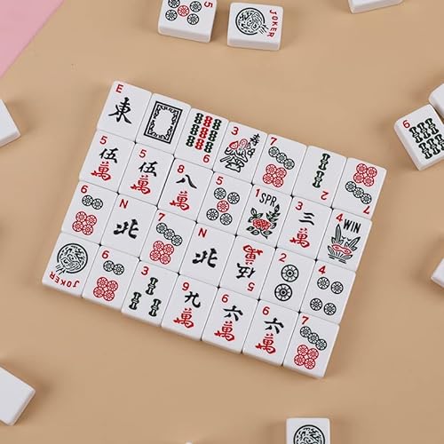 LANYOTA American Mahjong - Juego de 166 azulejos blancos, 4 estantes Mah Jong/empujadores, monedas de puntuación Mahjong, juego de Mah Jongg occidental con bolsa suave, una guía para principiantes del