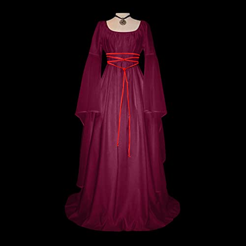 Laonajkd Vestido Medieval Mujer Vestido Vintage Gótico para Mujer Disfraz para Halloween Mujer Disfraz Cosplay Mujer Disfraz Edad Media Disfraces para Adultos Juego de Rol,Drama