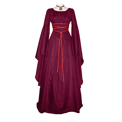 Laonajkd Vestido Medieval Mujer Vestido Vintage Gótico para Mujer Disfraz para Halloween Mujer Disfraz Cosplay Mujer Disfraz Edad Media Disfraces para Adultos Juego de Rol,Drama