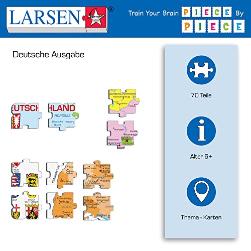 Larsen A11 Mapa Político de Alemania, edición en Alemán, Puzzle de Marco con 70 Piezas