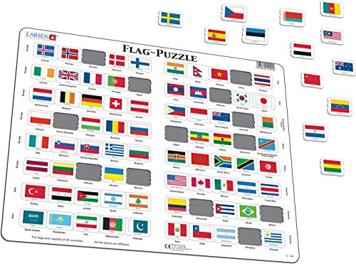 Larsen L2 Rompecabezas de la Bandera, edición en Inglés, Puzzle de Marco con 80 Piezas