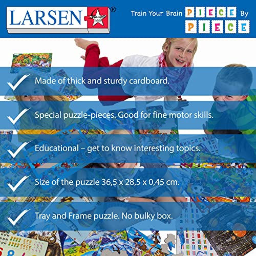 Larsen L2 Rompecabezas de la Bandera, edición en Inglés, Puzzle de Marco con 80 Piezas