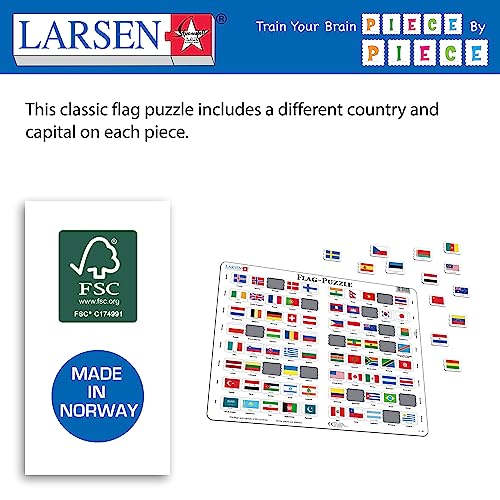 Larsen L2 Rompecabezas de la Bandera, edición en Inglés, Puzzle de Marco con 80 Piezas