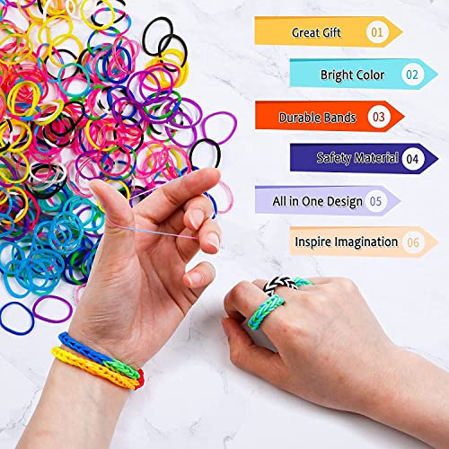 LauCentral [800 pcs] DIY Gomas Loom Bandas Conjunto, Pulseras Gomas Bandas de Silicona Para Hacer Pulseras De Colores Pulsera de Goma Kit, loom Bands Set para Pulseras para la Fabricación de Joyas