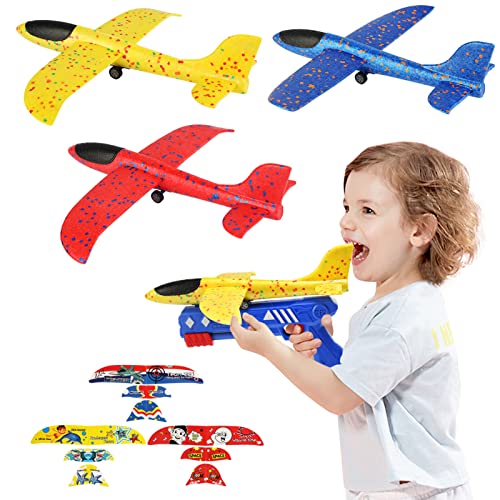 LEADSTAR Avión Planeador,Avión de Espuma con Lanzador,Planeador de Juguete,Avión de Lanzamient,Avión Volador Planeador Espuma,Modelo de avión de Espuma para Juguete Infantil o Regalo