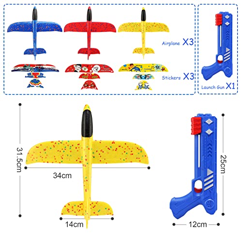 LEADSTAR Avión Planeador,Avión de Espuma con Lanzador,Planeador de Juguete,Avión de Lanzamient,Avión Volador Planeador Espuma,Modelo de avión de Espuma para Juguete Infantil o Regalo