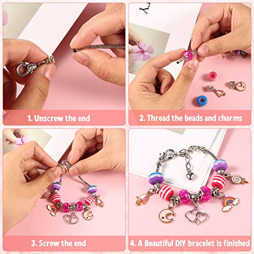 LEADSTAR Regalo Niña 5 6 7 8 9 10 11 12 13 Años, Juguetes Niña Manualidades Niños Abalorios para Hacer Pulseras Kit, Juegos para Crear Joyas Fabricación Charm Bracelets DIY Set para Niñas de 5-13 Años