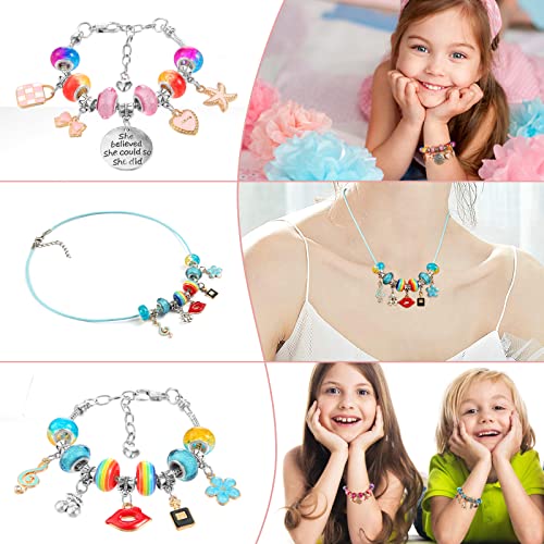 LEADSTAR Regalo Niña 5 6 7 8 9 10 11 12 13 Años, Juguetes Niña Manualidades Niños Abalorios para Hacer Pulseras Kit, Juegos para Crear Joyas Fabricación Charm Bracelets DIY Set para Niñas de 5-13 Años