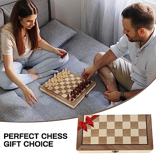 LEAP Wooden Chess Set Magnetic Travel Size 29 cm - 2 Extra Queens - Magnetic Folding Board ard, Handcrafted Portable Travel Chess Board Game Sets with Pieces Storage Slots for All Adults and Beginner