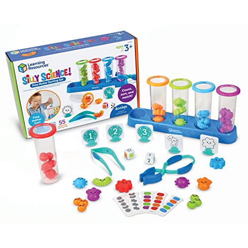 Learning Resources- Set para clasificar y desarrollar Fina para científicos Chiflados Stem para niños, Juguete didáctico, motricidad de Preescolar, 55 Piezas, 3+ años, Multicolor (LER5542)