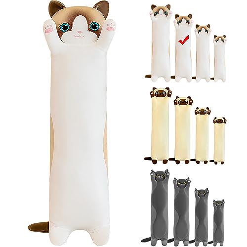 LEcylankEr Gato Peluche - 90 cm de Felpa Peluche Gato, Almohada de Peluches Animal, Juguete de Peluche Gato para Niñas Niños Novia, Regalo de Cumpleaños San Valentín Navidad (90cm, Bianco)