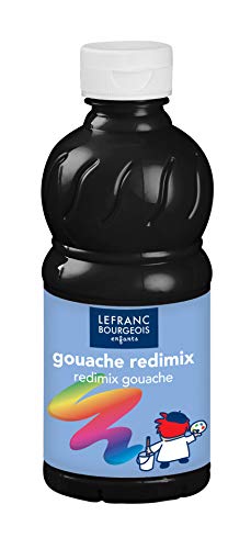 Lefranc & Bourgeois Educación, Gouache líquida Redimix, témperas para niños, 250ML Negro, Pinturas para niños y Manualidades