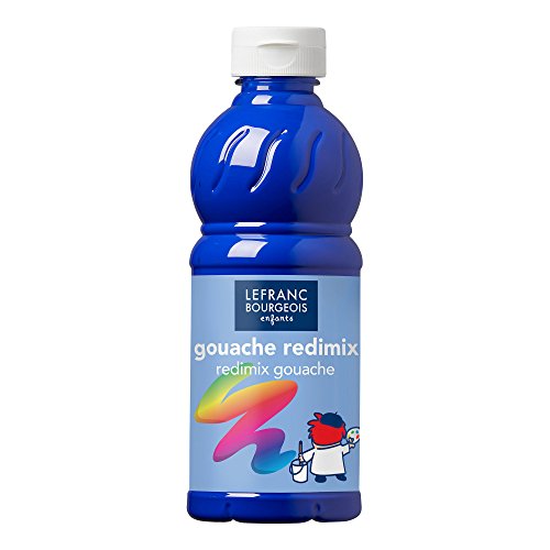 Lefranc Bourgeois Enfants gouache líquida Redimix, témperas para niños, bote de 500ML azul de cobalto (imit.), pinturas para niños y manualidades