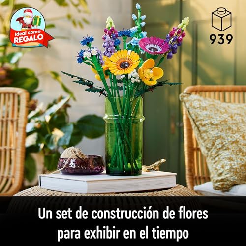 LEGO 10313 Icons Ramo de Flores Silvestres, Flores Artificiales, Manualidades para Adultos, Colección Botanical, Regalos para Mujer y Hombre de Navidad, Regalo de Reyes